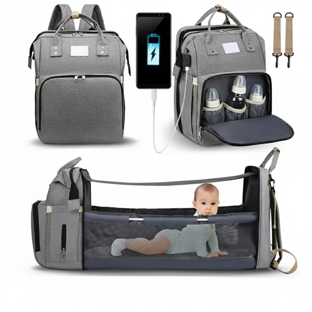 BOLSA DE MAMÁ AMAZON NUEVA SALIDA CAMA PLEGABLE PORTÁTIL MOCHILA PARA MADRE Y BEBÉ BOLSA DE MAMÁ DE HOMBRO MULTIFUNCIONAL DE GRAN CAPACIDAD