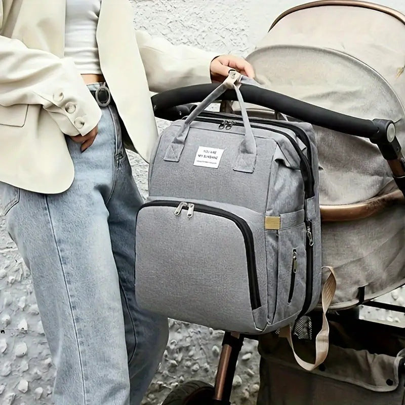 🎒 Bolso Maternal Multifuncional 3 en 1: Cuna Plegable, Mochila y Cambiador Portátil